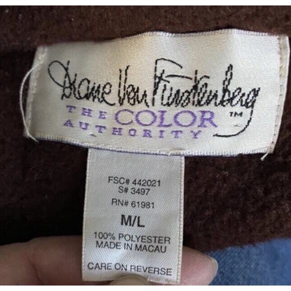 Diane Von Furstenberg Vintage Brown Felt Oversized‎ Sweater Jacket Sz M/L - Picture 7 of 9